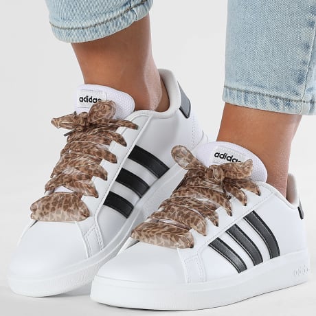 Adidas Sportswear - Baskets Femme Grand Court 2 GW6511 x SUPERLACED Lacets Léopard jaune